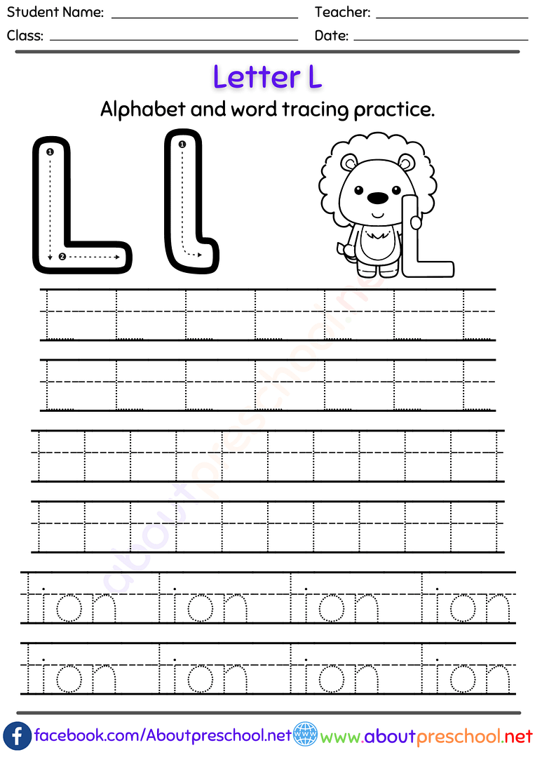 Tracing letter L Archives - About Preschool